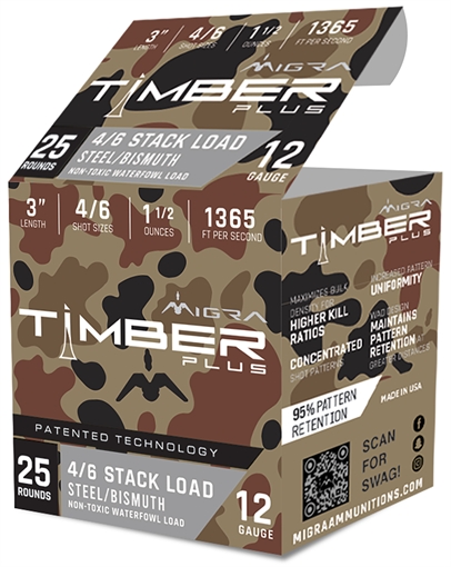 Picture of Migra Ammunitions Combinational 12Gauge 3" 1 1/2oz 4/6Shot 25 Per Box/10 Case M12SB46