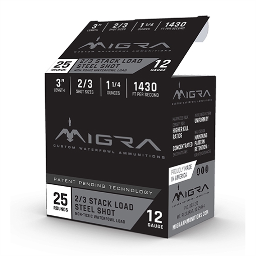 Picture of Migra Steel Waterfowl Stacked Shotshell 12ga 3" 1-1/4 oz 1515 fps #2 25/ct M-12AS2-3 M12AS23