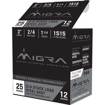 Picture of Migra Ammunitions Migra Staxd Shotgun Ammo 12 ga. 3 in. 1.25 oz. 4-6 Shot 25 rd. M-12S4-6