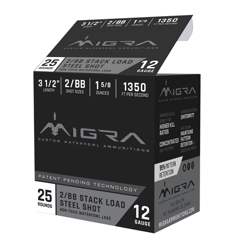 Picture of Migra Ammunitions Migra Staxd Shotgun Ammo 12 ga. 3.5 in. 1.58 oz. 2-BB Shot 25 rd. M-12LS2-BB M12LS2BB