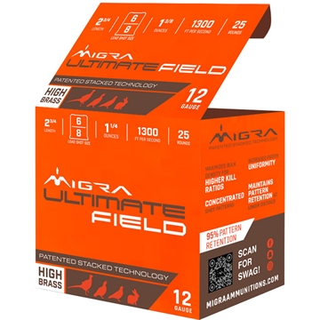 Picture of Migra Ammunitions Migra Staxd Ultimate Field Shotgun Ammo 12 ga. 2 3/4 in. 1 1/4 oz. 6-8 Shot 25 rd. M-12UF-6-8