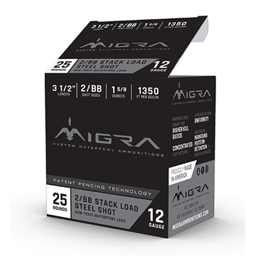 Picture of Migra Steel Waterfowl Stacked Shotshells 12ga 3.5" 1-3/8oz 1425 fps #2 & #BB 25/ct M-12LSS2-BB