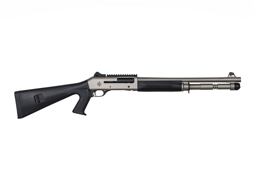 Picture of Military Arms Corporation MAC 1014 Marine Pistol Grip, Semi-automatic Shotgun, 12 Gauge, 3" Chamber, 18.5" Barrel, Polymer Pistol Grip and Forearm, Electroless Nickel Finish, Ghost Ring Rear and Blade Front Sights, 5 Rounds, Includes Benelli/Mobil Pattern Choke Tubes 1/3/5 21000153