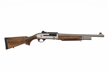 Picture of Military Arms Corporation MAC 2 Tactical Marine Wood, Semi-automatic Shotgun, 12 Gauge, 3" Chamber, 18.5" Barrel, Turkish Walnut Wood Stock and Forearm, Electroless Nickel Marine Finish, Ghost Ring Rear and Blade Front Sights, 5 Rounds, Includes Benelli/Mobil Pattern Chokes 1/3/5 21000159