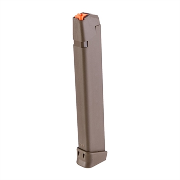 Picture of GLOCK OEM Magazine, 9MM, 33 Rounds, For GLOCK 17/34, Cardboard Style Packaging, Orange Follower, Flat Dark Earth 47463