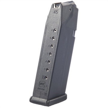 Picture of GLOCK OEM Magazine, 45ACP, 10 Rounds, For GLOCK 21, Cardboard Style Packaging, Polymer, Black MF10021