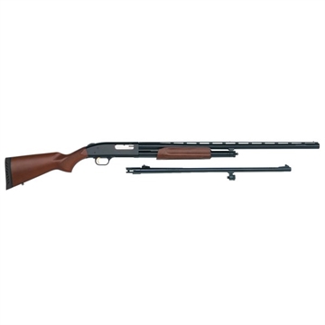 Picture of Mossberg 500 Combo 12 Gauge 5+1 3" 24" Slugster/28" Vent Rib Steel Barrels, Dual Extractors, Blued Steel Receiver w/Integral Scope Mount, Fixed Wood Stock, Fully Rifled Bore Choke 54264