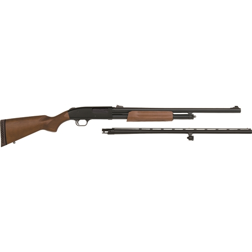 Picture of Mossberg 500 Combo 12 Gauge 5+1 3" Blued 28" Vent Rib/24" Slugster Barrel w/Cantilever Scope Mount, Blued Steel Receiver, Hardwood Dual Comb Stock, Includes Accu-Set Chokes 54243