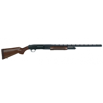 Picture of Mossberg 500 Retrograde Full Size 12 Gauge Pump 3" 5+1 28" Matte Blued Vent Rib Barrel, Matte Blued Drilled & Tapped Receiver, Fixed Walnut Stock, Right Hand 50430