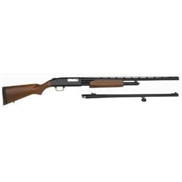 Picture of Mossberg 500 Combo Full Size 20 Gauge Pump 3" 5+1 Blued 26" Slugster/24" Fully-Rifled Barrels, Blued Steel Receiver, Fixed Wood Stock, Right Hand, Fully Rifled Bore Barrel 54282