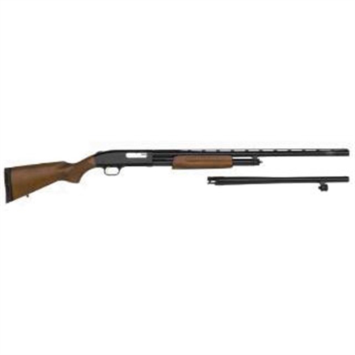 Picture of Mossberg 500 Combo 12 Gauge 5+1 3" Blued 28" Vent Rib/18.5" Security Barrels, Blued Steel Receiver, Dual Extractors, Fixed Wood w/Black Pistol Grip Stock, Includes Cylinder Bore Accu-Set Choke 54169
