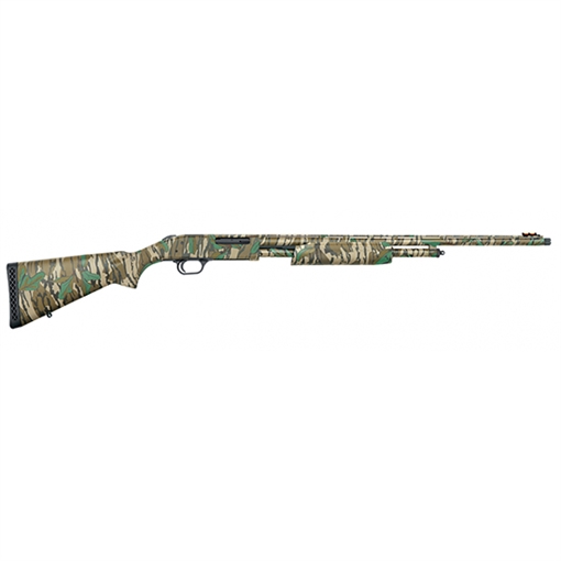 Picture of Mossberg 500 Turkey, Optic Ready, Pump Action, 410 Bore, 3" Chamber, 24" Vent Rib Barrel, Full Fixed Choke, Mossy Oak Greenleaf Finish, Synthetic Stock, Receiver Milled for Shield RMSc-Pattern Micro Dot Sights, Fiber Optic Front Sight, 5 Rounds 50107