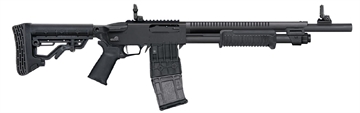 Picture of Mossberg 590RM, Pump Action Shotgun, 12 Gauge, 2.75" Chamber, 18.5" Barrel, Matte Finish, Black, Collapsible Stock, Heat Shield, Top Picatinny Rail, Flip Up Backup Iron Sights, 1 Magazine, 10 Rounds 50213