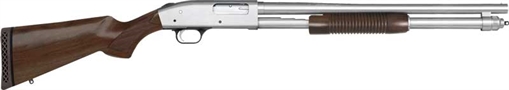 Picture of Mossberg 590, Security, TALO, Pump Action Shotgun, 12 Gauge 3" Chamber, 20" Barrel, Chrome Finish, Walnut Stock, Walnut Corn Cob Forend, Bead Sight, 8 Rounds 52149