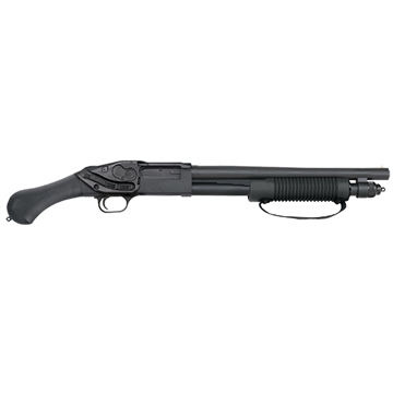 Picture of Mossberg 590 Shockwave 12 Gauge Pump 3" 5+1 14.38" Matte Blued Heavy-Walled Barrel, Drilled & Tapped Matte Blued Stainless Steel Receiver, Black Raptor Birdshead Grip, Crimson Trace Lasersaddle 50638