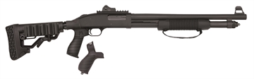 Picture of Mossberg 590, SPX, Pump Action, 12 Gauge, 3" Chamber, 18.5" Cylinder Barrel, Blue Finish, Flex Rear End with Adjustable Stock and Pistol Grip, Picatinny Rail, 6Rd, LPA Ghost Ring Rear - Winged Fiber Optic Front Sights, Corn Cob Forend with Strap 50696
