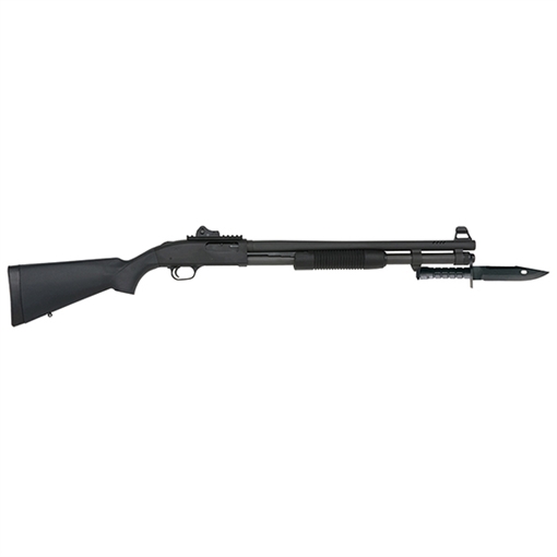 Picture of Mossberg 590A1 Tactical SPX 12 Gauge 3" 8+1 20" Parkerized Heavy-Walled Barrel Black Rec with Ghost Ring Rear Sight Black Synthetic Stock Right Hand Includes Bayonet Lug 50771