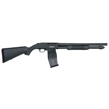 Picture of Mossberg 590M Mag-Fed 12 Gauge 2.75" 10+1 18.50" Cylinder Bore Barrel Matte Blued Rec Black Synthetic Stock Right Hand 50205