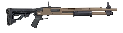 Picture of MOSSBERG 590R SECURITY TACTICAL 12 GA 18.5IN BARREL 6RD FLAT DARK EARTH CERAKOTE MAGPUL MBUS 3 ADJ SIGHTS 50758