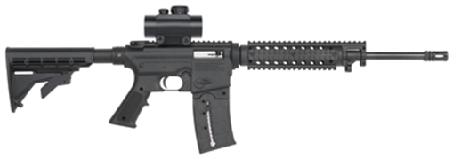 Picture of Mossberg 715 Tactical Full Size 22 LR 25+1 16.25" Blued Steel Barrel, Black Picatinny Rail Receiver, Black A2 Adjustable Synthetic Stock, Black Polymer Grip, Red Dot 30mm, Right Hand 37234