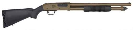 Picture of Mossberg 590, Thunder Ranch, Pump Action Shotgun, 12 Gauge, 3" Chamber, 18.5" Barrel, Cerakote Finish, Patriot Brown, Optic Ready (Shield RMSc Footprint), Green Fiber Optic Front Sight, Polymer Furniture, 6 Rounds 50781