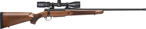Picture of Mossberg Patriot w/Optic Full Size 7mm PRC 3+1 24" Matte Blued Fluted Threaded Barrel, Matte Blued Drilled & Tapped Receiver, Walnut Fixed Stock, Vortex Crossfire II 3-9x40mm Scope, Right Hand 28240