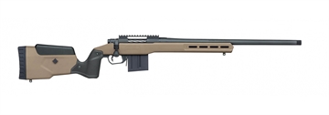 Picture of Mossberg Patriot LR Tactical 6.5 PRC 10+1 22" Matte Blued Threaded Bull Barrel, Matte Blued Picatinny Rail MDT Oryx Tactical M-LOK Flat Dark Earth Synthetic Stock, Right Hand 28148