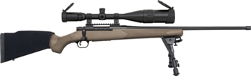 Picture of Mossberg Patriot, Bolt, 6.5 Creedmoor, 24", Black, Synthetic FDE, Right Hand, Threaded And Fluted, 5Rd, Security 28019