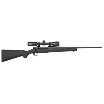 Picture of Mossberg Patriot 243 Win Caliber with 5+1 Capacity, 22" Fluted Barrel, Matte Blued Metal Finish & Black Synthetic Stock Right Hand (Full Size) Includes Vortex Crossfire II 3-9x40mm Scope 27932