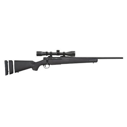 Picture of Mossberg Patriot Super Bantam 243 Win Caliber with 5+1 Capacity, 20" Fluted Barrel, Matte Blued Metal Finish & Black Synthetic Stock Right Hand (Youth) Include 3-9x40mm Scope 27840
