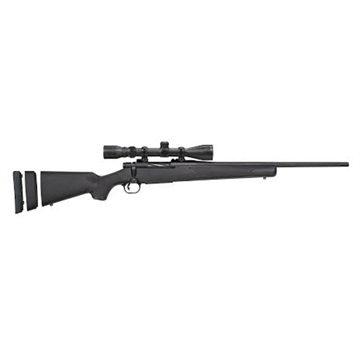 Picture of Mossberg Patriot Super Bantam 243 Win Caliber with 5+1 Capacity, 20" Fluted Barrel, Matte Blued Metal Finish & Black Synthetic Stock Right Hand (Youth) Include 3-9x40mm Scope 27840