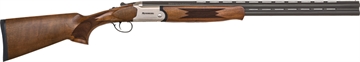 Picture of Mossberg Silver Reserve II, Over/Under Shotgun, 20 Gauge, 3" Chamber, 26" Vent Rib Barrel / Matte Blue, 5 Choke Tubes, Satin Silver Receiver, Bead Sight, Satin Black Walnut Stock, 2 Rounds, Compact Model 75477