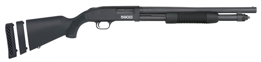 Picture of Mossberg 590S, Optic Ready, Pump Action, 12 Gauge, 3" Chamber, 18.5" Barrel, Matte Blued Finish, Adjustable Length of Pull Synthetic Stock, Bead Sight, Receiver Milled for Shield RMSc Pattern Micro Dot Sights, 9 Rounds w/1.75", 6 Rounds w/2.75", 5 Rounds w/3" Shells 51607