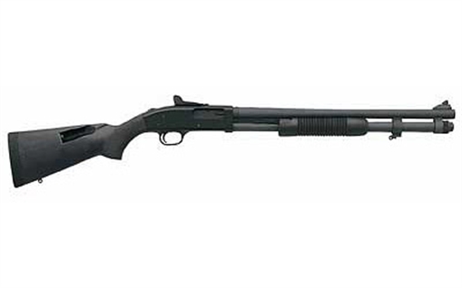 Picture of Mossberg 590A1 Tactical 12 Gauge 3" 8+1 20" Parkerized Heavy-Walled Barrel Black Rec with Ghost Ring Rear Sight Black Fixed with Storage Compartment Stock Right Hand (LE) 51668