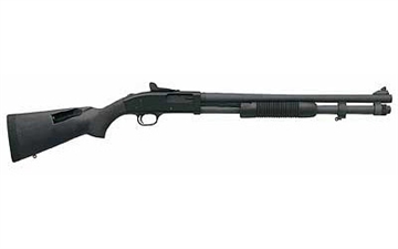 Picture of Mossberg 590A1 Tactical 12 Gauge 3" 8+1 20" Parkerized Heavy-Walled Barrel Black Rec with Ghost Ring Rear Sight Black Fixed with Storage Compartment Stock Right Hand (LE) 51668