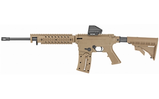 Picture of Mossberg 715 Tactical Full Size 22 LR 25+1 16.25" Matte Blued, Matte Blued Stainless Steel Receiver, Flat Dark Earth Adjustable Synthetic Stock, Right Hand 37240