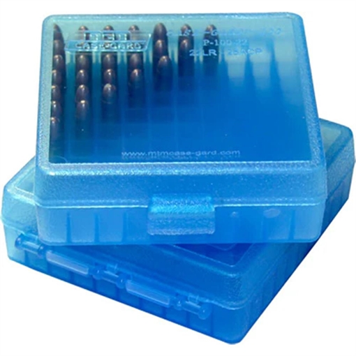 Picture of MTM Case-Gard Case-Gard P-100 Multi-Caliber Handgun Clear Blue Polypropylene 100rd P1004524