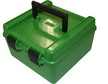 Picture of MTM Case-Gard Deluxe Ammo Box Round Handle Multi Caliber Rifle Green Polypropylene 100rd R100MAG10