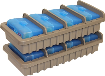 Picture of MTM Ammo Rack with 4 RS-50-24 Ammo Boxes Clear Blue and Dark Earth ARRS
