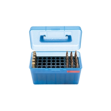 Picture of MTM CASE GARD DLX W/HANDL BOX CARTRIDGE 25-06/270/30-06 50RD BLUE ( 12 PER CASE ) H50-RL-24 H50RL24