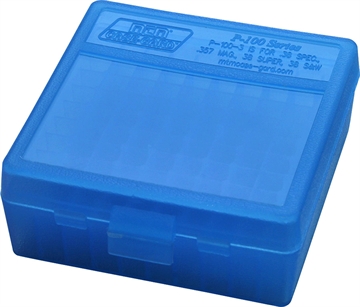 Picture of MTM Case-Gard Ammo Box Flip-Top Multi Caliber Handgun Clear Blue Polypropylene 100rd P100324