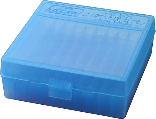 Picture of MTM Case-Gard Case-Gard P-100 Multi-Caliber Handgun Clear Blue Polypropylene 100rd P1004424