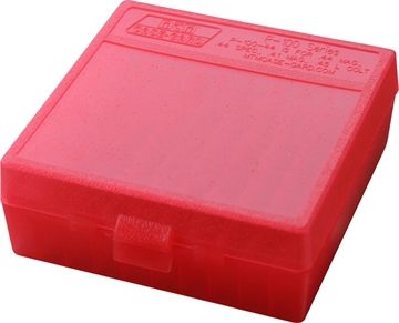 Picture of MTM Case-Gard Ammo Box Flip-Top Multi Caliber Clear Red Polypropylene 100rd P1004429