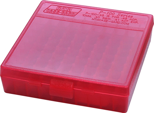 Picture of MTM Case-Gard Ammo Box Flip-Top Multi Caliber Clear Red Polypropylene 100rd P100929