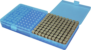 Picture of MTM Case-Gard Ammo Box Flip-Top 9mmLuger/380ACP Handgun Clear Blue Polypropylene 200rds P200924