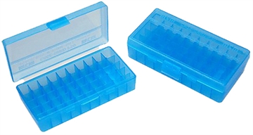 Picture of MTM Case-Gard Ammo Box Flip-Top Multi Caliber Handgun Clear Blue Polypropylene 50rd P504524