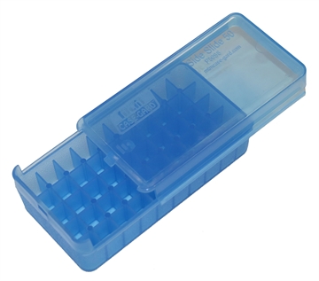Picture of MTM Case-Gard Side-Slide Ammo Box Pistol Multi-Caliber Handgun Clear Blue Plastic 50rd P50SS4524