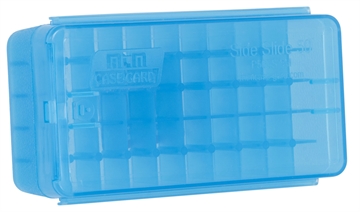 Picture of MTM Case-Gard Side-Slide Ammo Box Multi-Caliber Handgun Clear Blue Plastic 50rd P50SS9M24