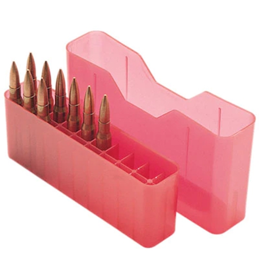 Picture of MTM J-20 Slip Top Ammo Box for WSM 45-70 to 30-30 20 Rounds Clear Red J-20-MLD-29
