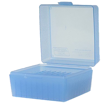 Picture of MTM Case-Gard Ammo Box Flip-Top Multi Caliber Clear Blue Polypropylene 100rd RS10024